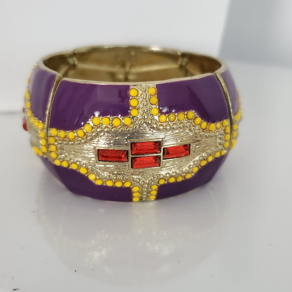 Boho Multicolor Acrylic Cuff Stretch Bracelet